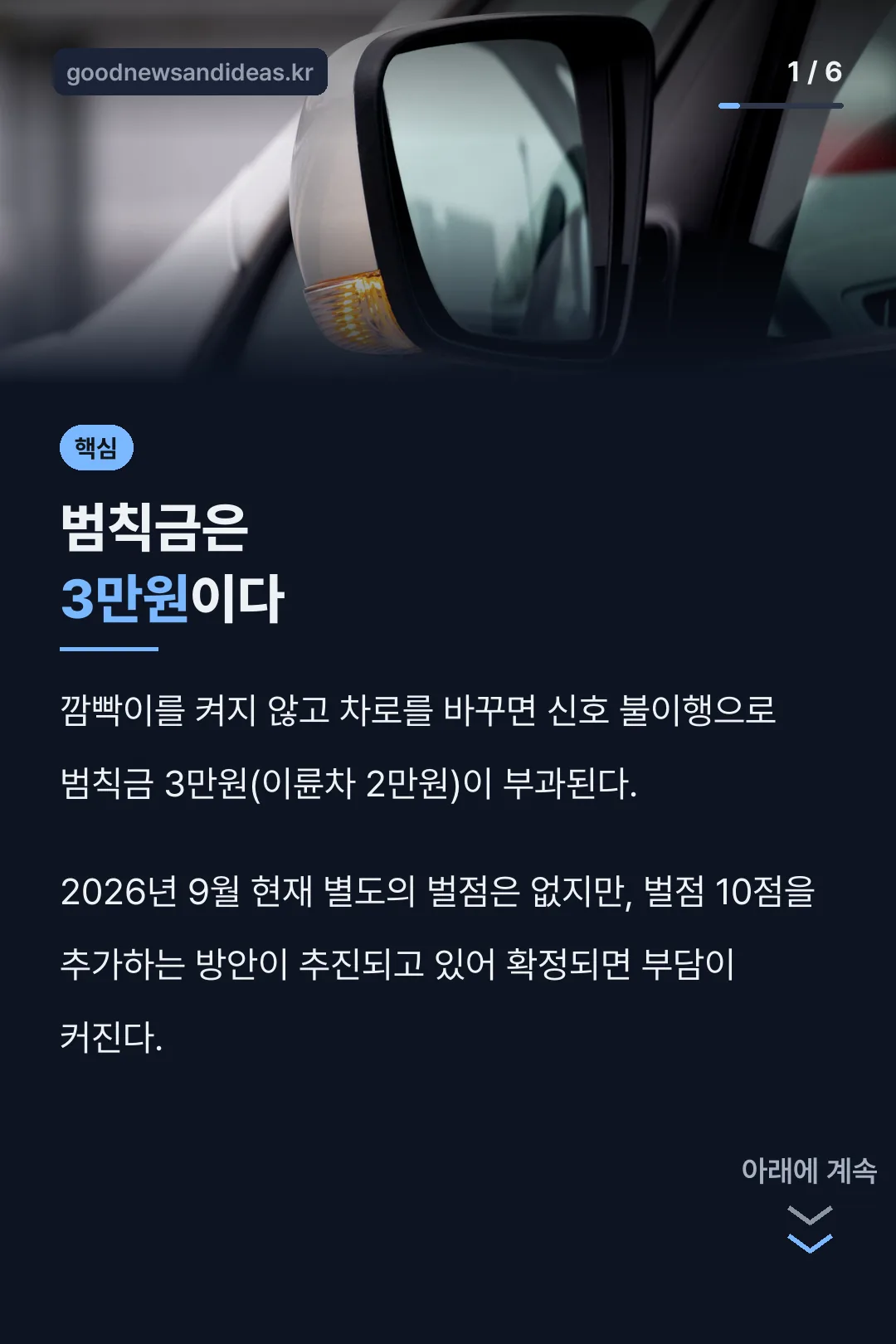 범칙금은 3만원이다