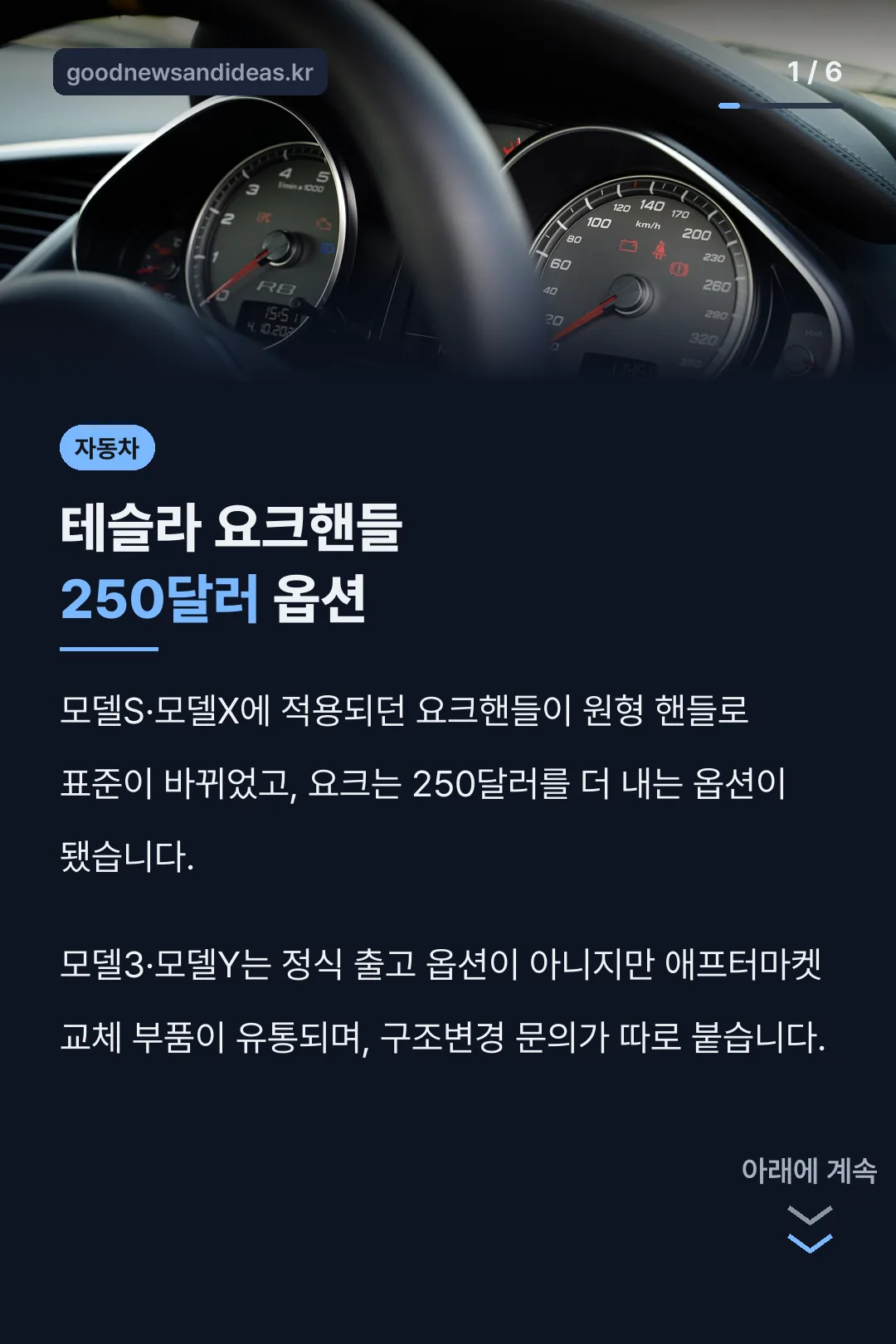 테슬라 요크핸들 250달러 옵션